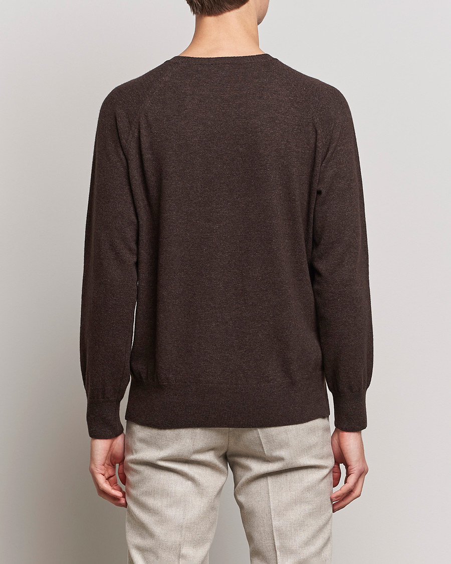 Herr | Tröjor | Oscar Jacobson | Gustaf Lambswool Raglan Crew Neck Dark Brown