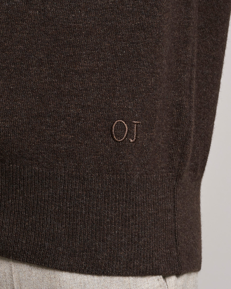 Herr | Tröjor | Oscar Jacobson | Gustaf Lambswool Raglan Crew Neck Dark Brown