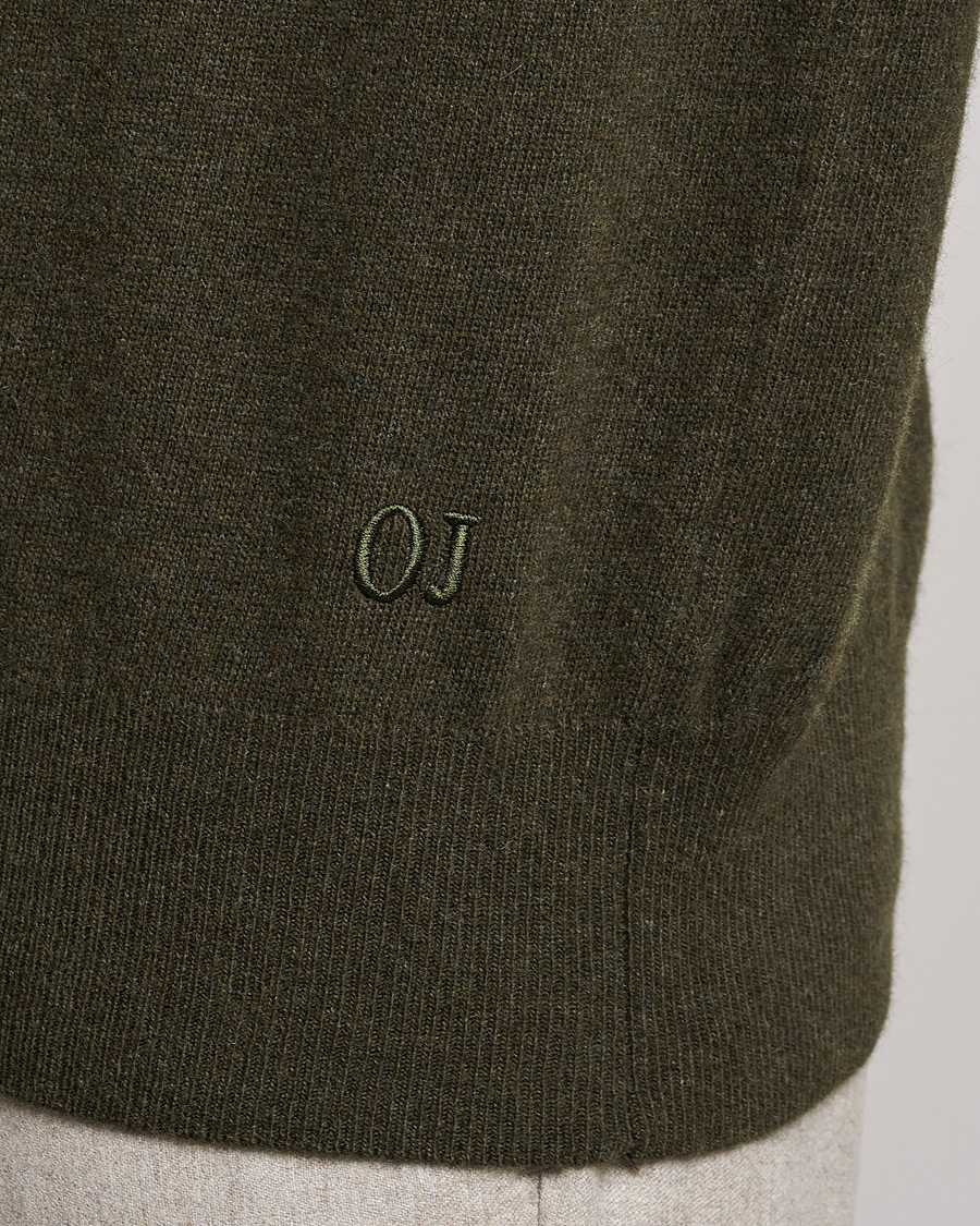 Herr | Tröjor | Oscar Jacobson | Gustaf Lambswool Raglan Crew Neck Moss Green