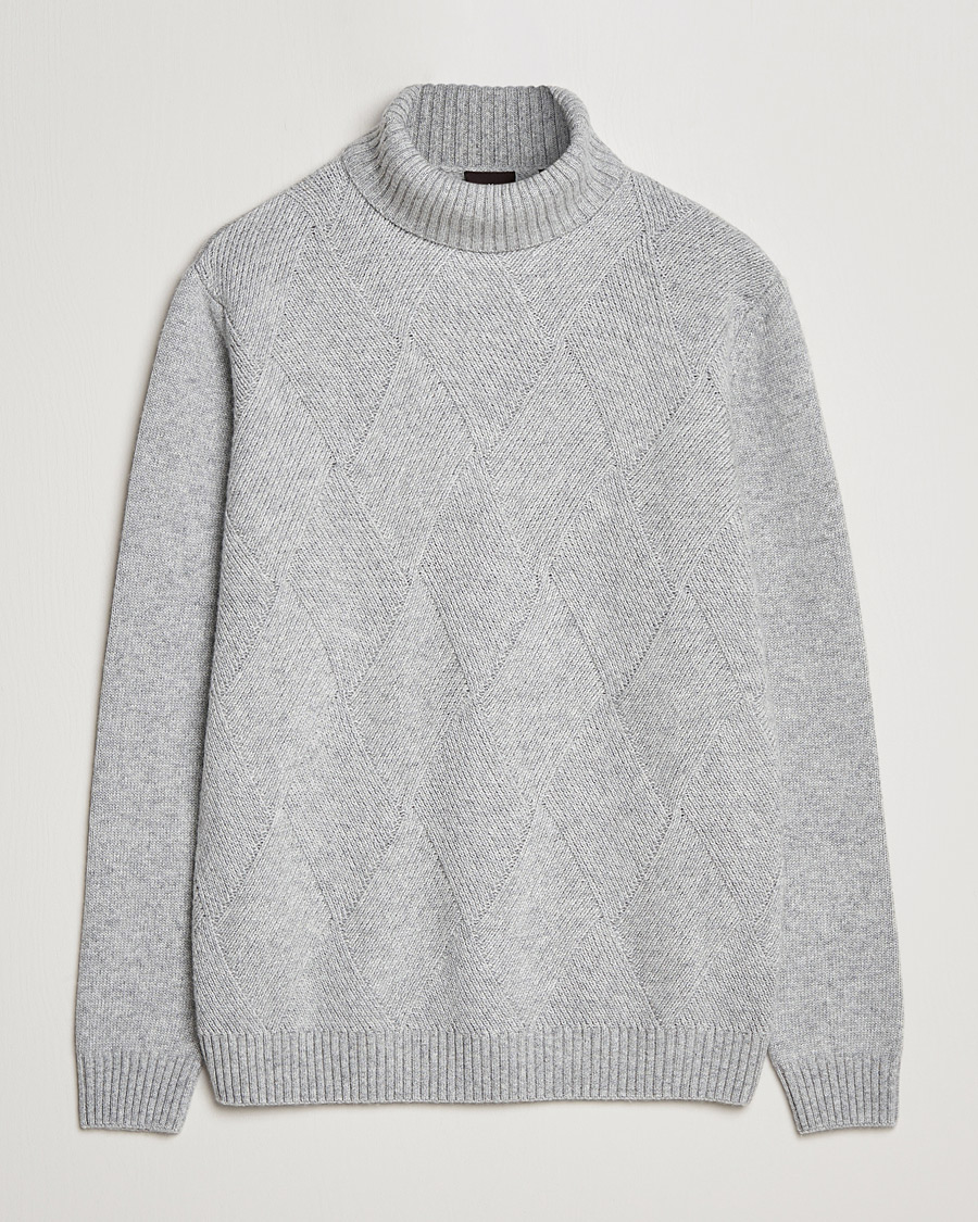 Herr | Tröjor | Oscar Jacobson | Lyle Wool/Cashmere Structured Rollneck Light Grey