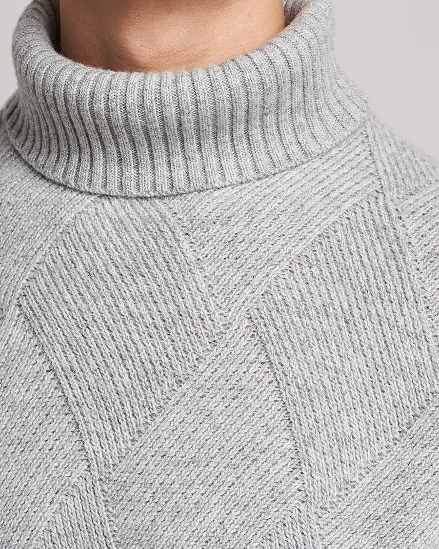 Herr | Tröjor | Oscar Jacobson | Lyle Wool/Cashmere Structured Rollneck Light Grey