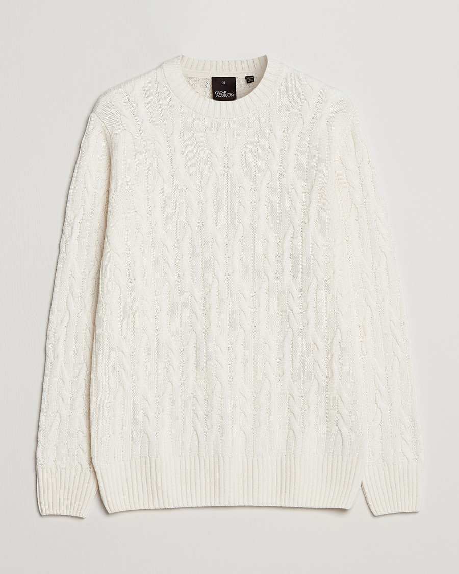 Herr | Tröjor | Oscar Jacobson | Emmet Wool/Cashmere Structured Crew Neck Off White