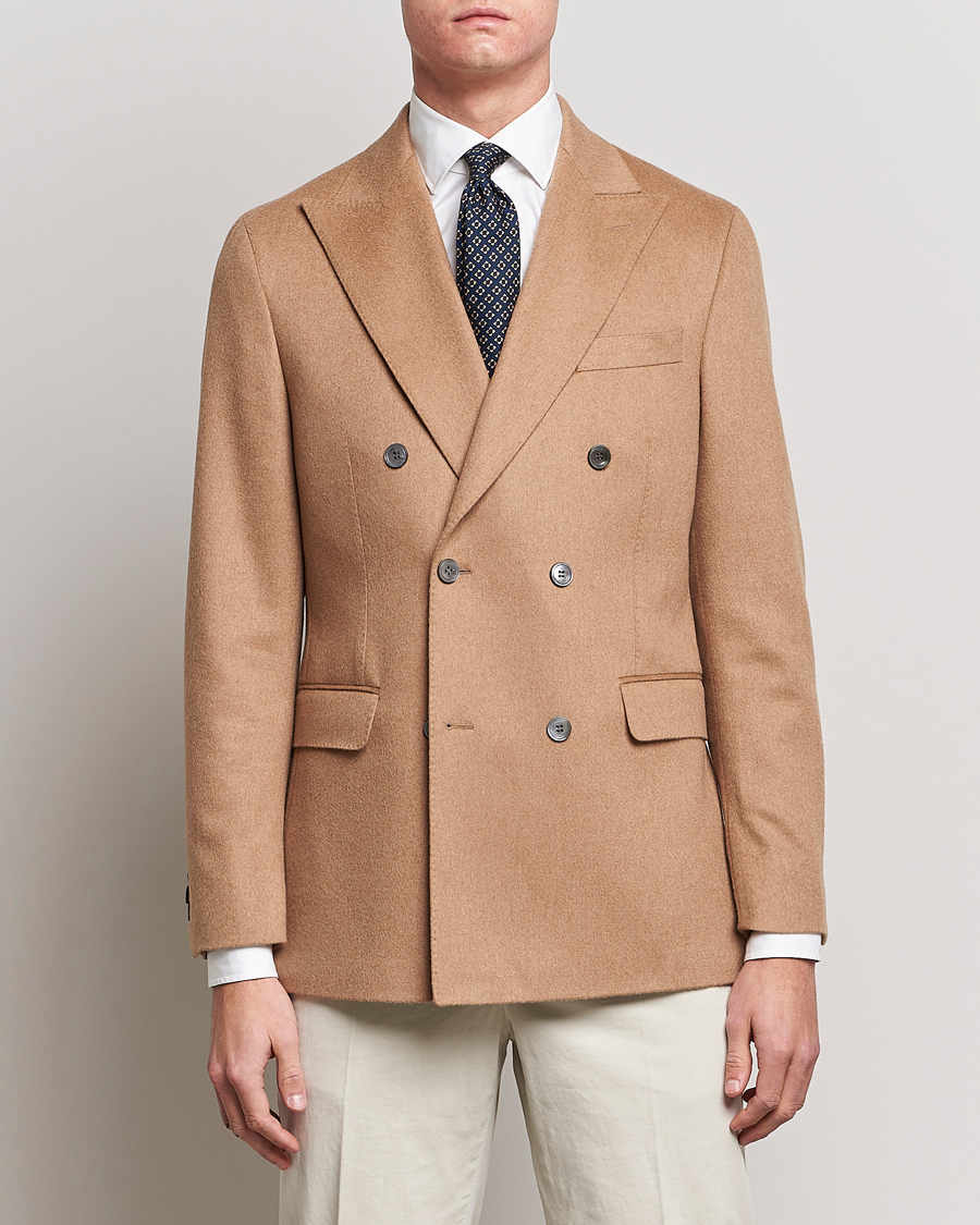 Herr | Kavajer | Oscar Jacobson | Farries Baby Camelhair DB Blazer Light Camel