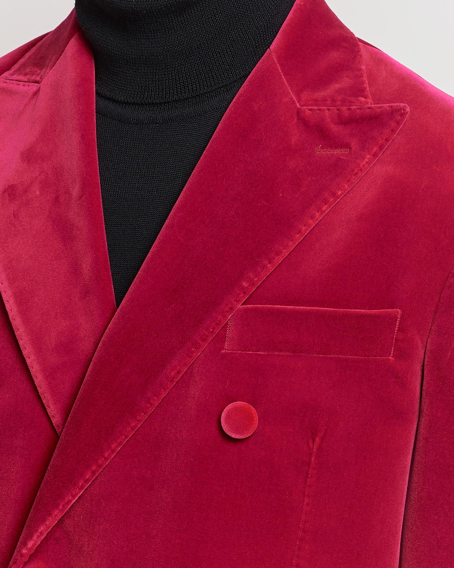 Herr | Kavajer | Oscar Jacobson | Farris Double Breasted Velvet Blazer Pink Berries