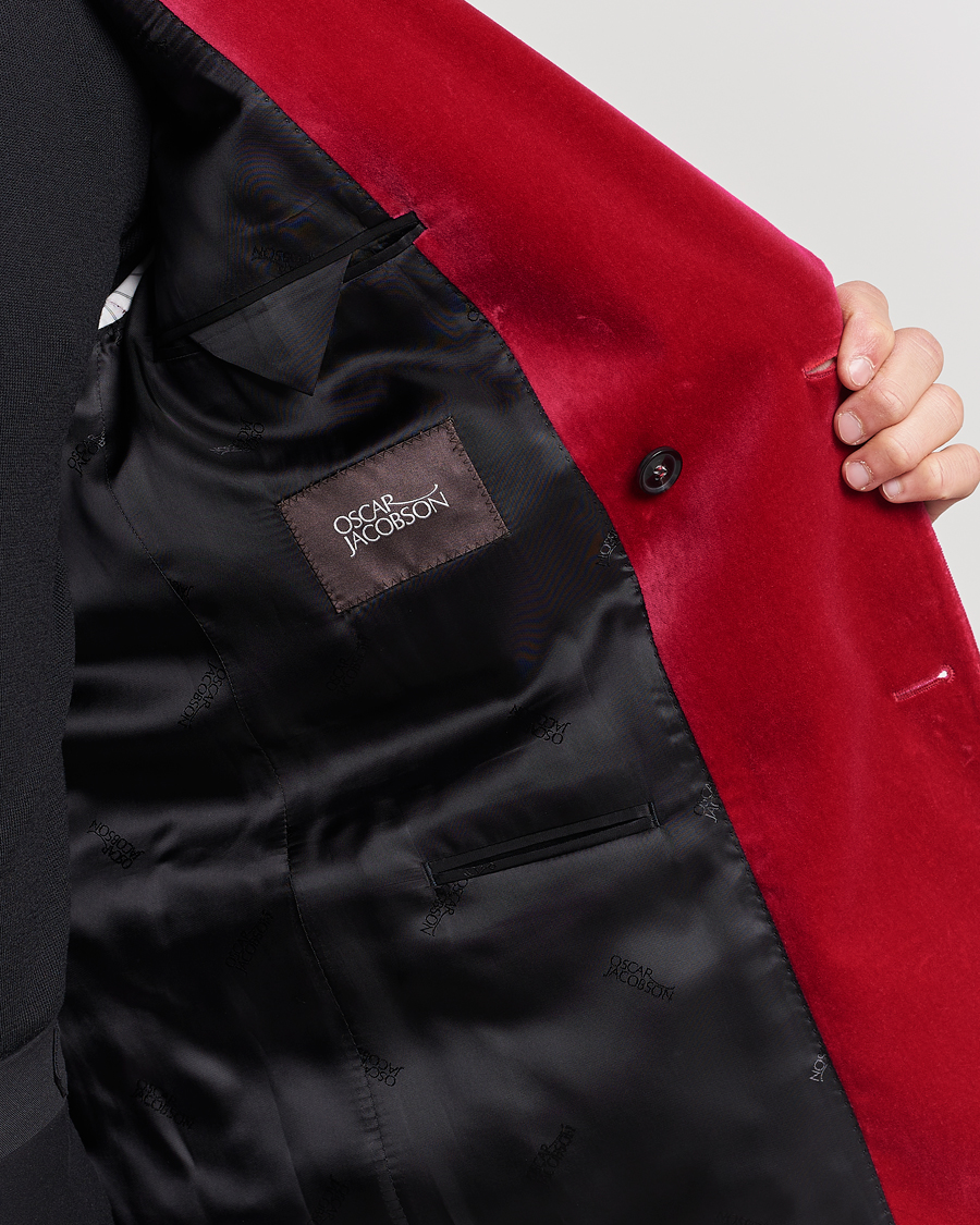 Herr | Kavajer | Oscar Jacobson | Farris Double Breasted Velvet Blazer Pink Berries