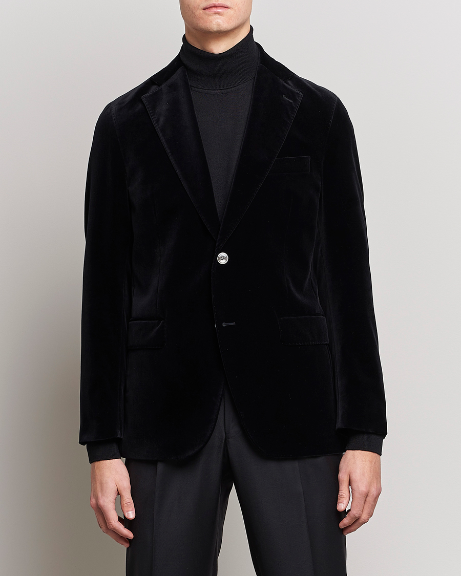 Herr | Bomullskavajer | Oscar Jacobson | Fogerty Velvet Blazer Black