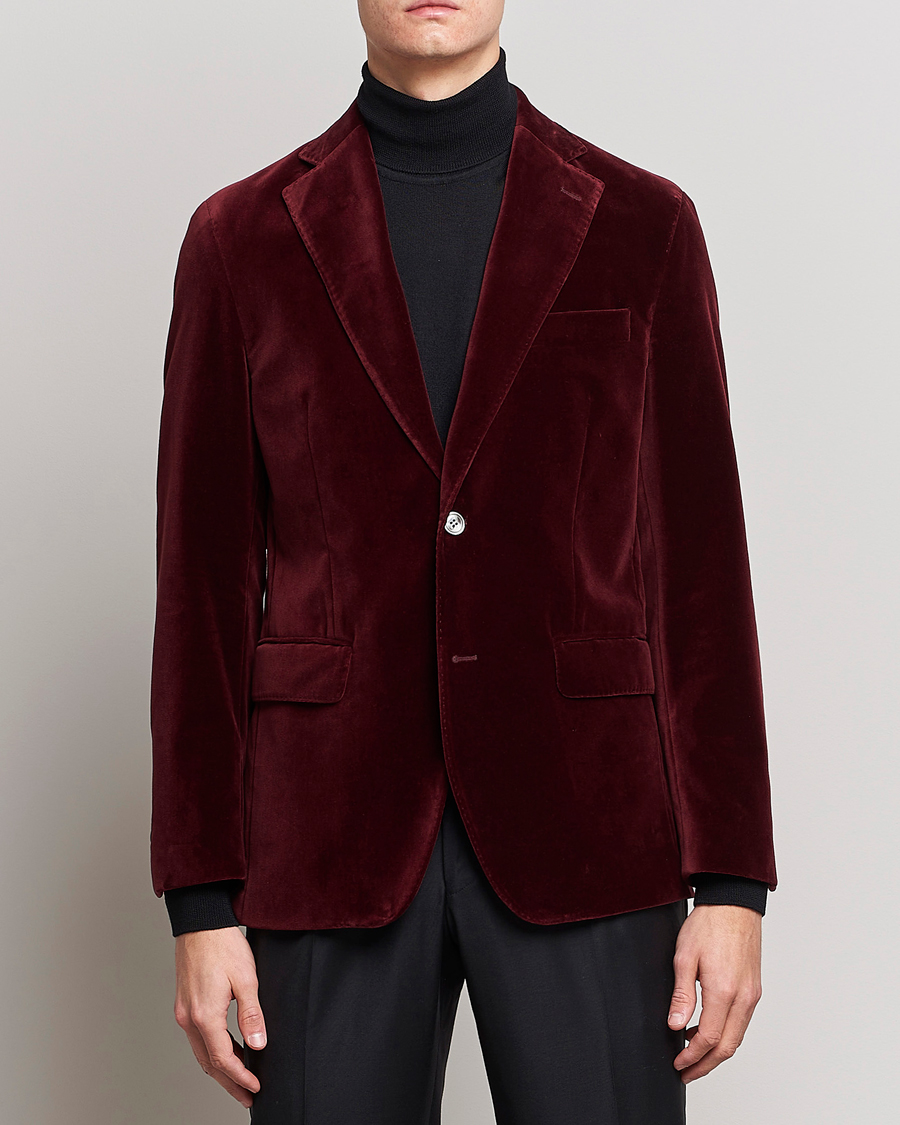 Herr | Bomullskavajer | Oscar Jacobson | Fogerty Velvet Blazer Wine