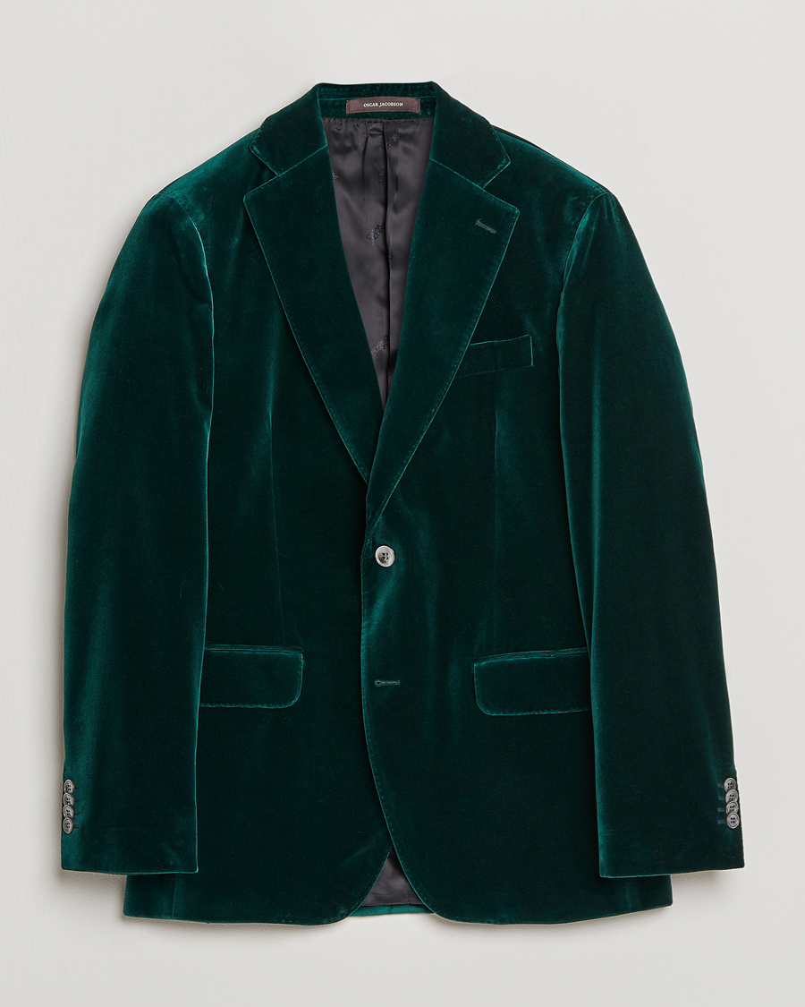 Herr | Kavajer | Oscar Jacobson | Fogerty Velvet Blazer Green
