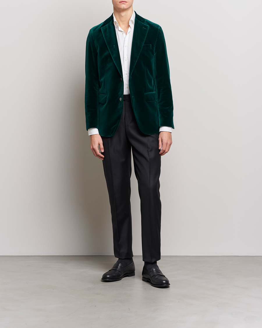 Herr | Kavajer | Oscar Jacobson | Fogerty Velvet Blazer Green