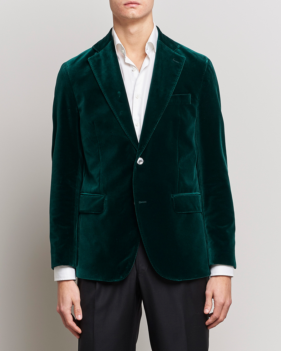 Herr | Kavajer | Oscar Jacobson | Fogerty Velvet Blazer Green