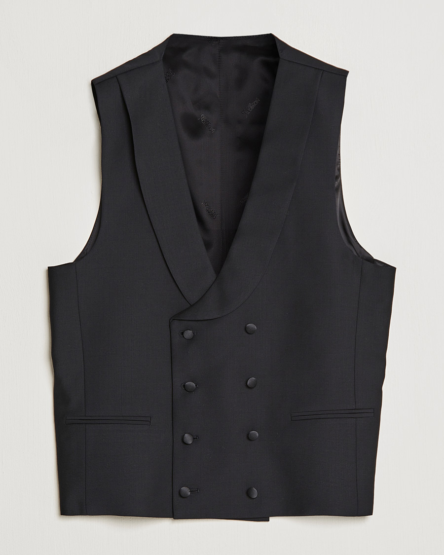 Herr | Kavajer | Oscar Jacobson | Hale Wool Tuxedo Waistcoat Black