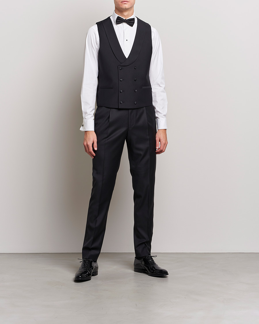 Herr | Kavajer | Oscar Jacobson | Hale Wool Tuxedo Waistcoat Black