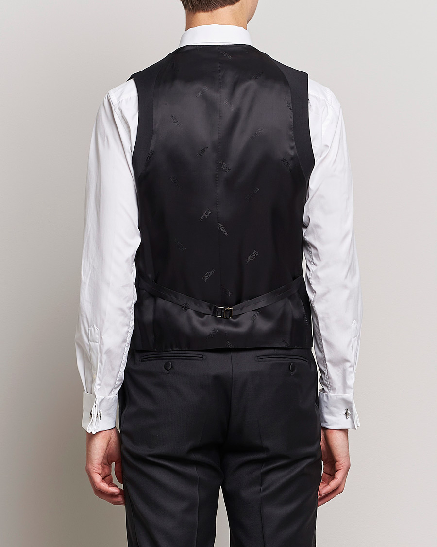 Herr | Kavajer | Oscar Jacobson | Hale Wool Tuxedo Waistcoat Black