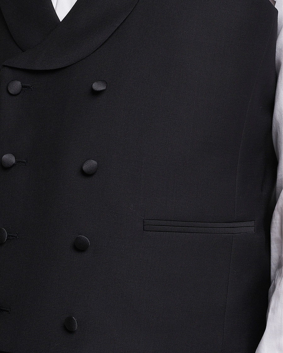 Herr | Kavajer | Oscar Jacobson | Hale Wool Tuxedo Waistcoat Black