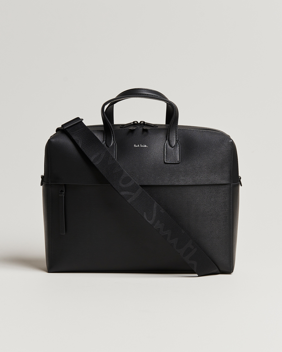 Herr | Paul Smith Leather Double Zip Shoulder Bag Black | Paul Smith | Leather Double Zip Shoulder Bag Black