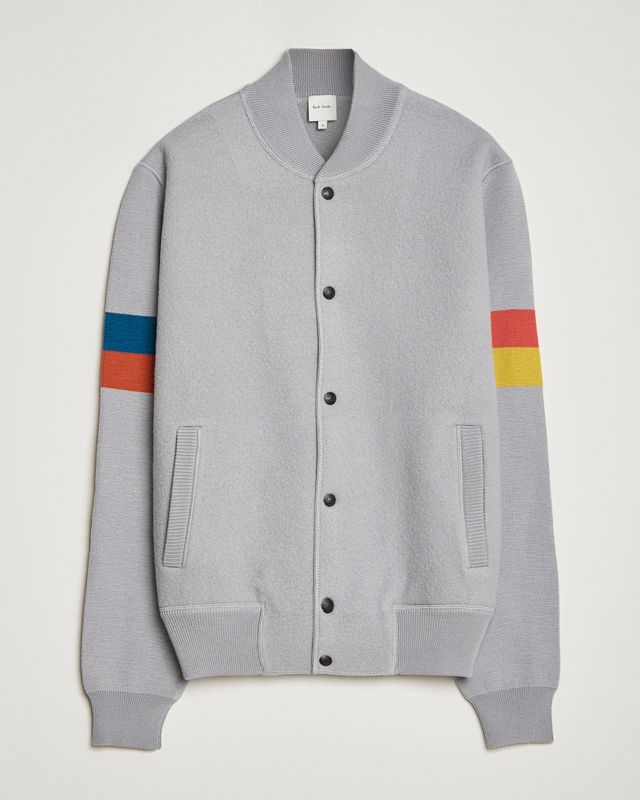 Herr | Jackor | Paul Smith | Knitted Boiled Wool Bomber Jacket Grey