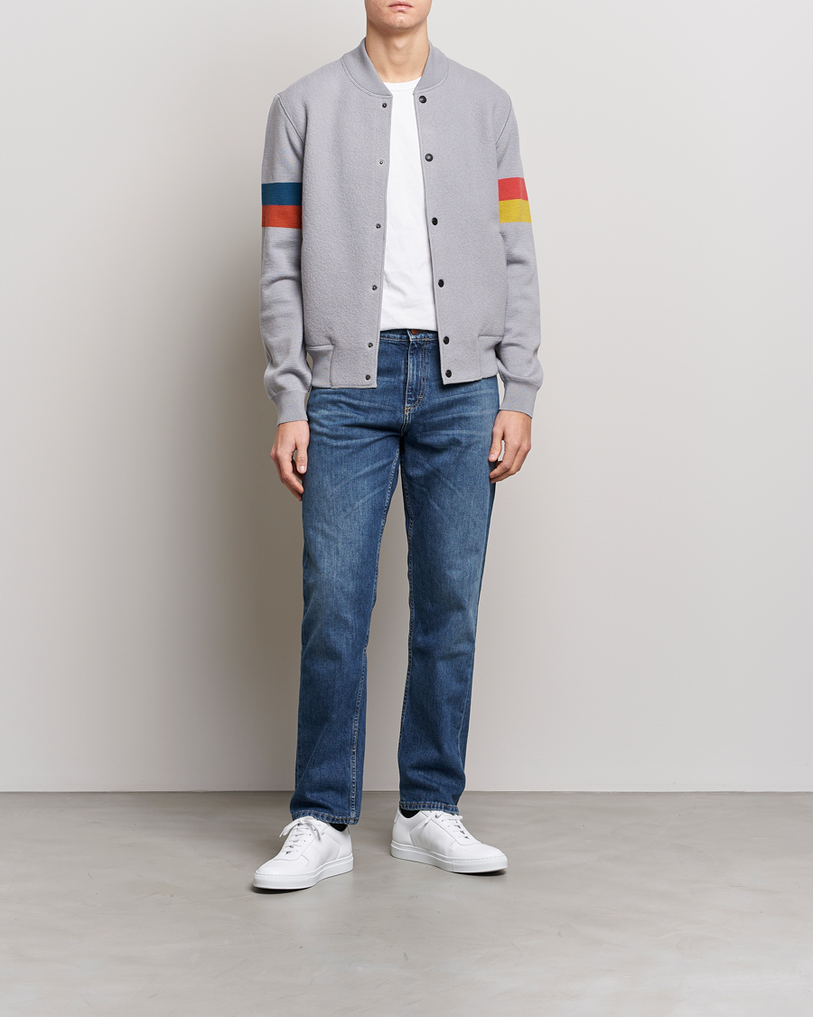 Herr | Jackor | Paul Smith | Knitted Boiled Wool Bomber Jacket Grey