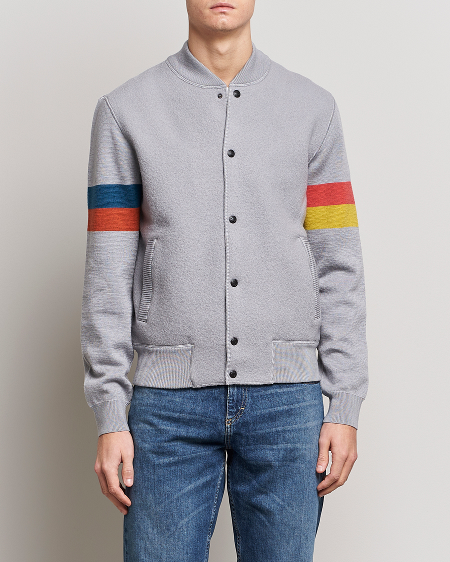 Herr | Jackor | Paul Smith | Knitted Boiled Wool Bomber Jacket Grey