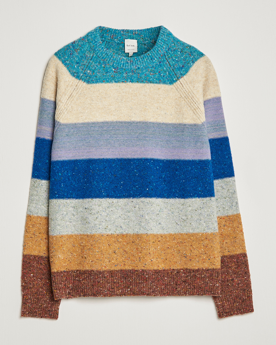 Herr | Tröjor | Paul Smith | Heavy Knitted Stripe Sweater Blue