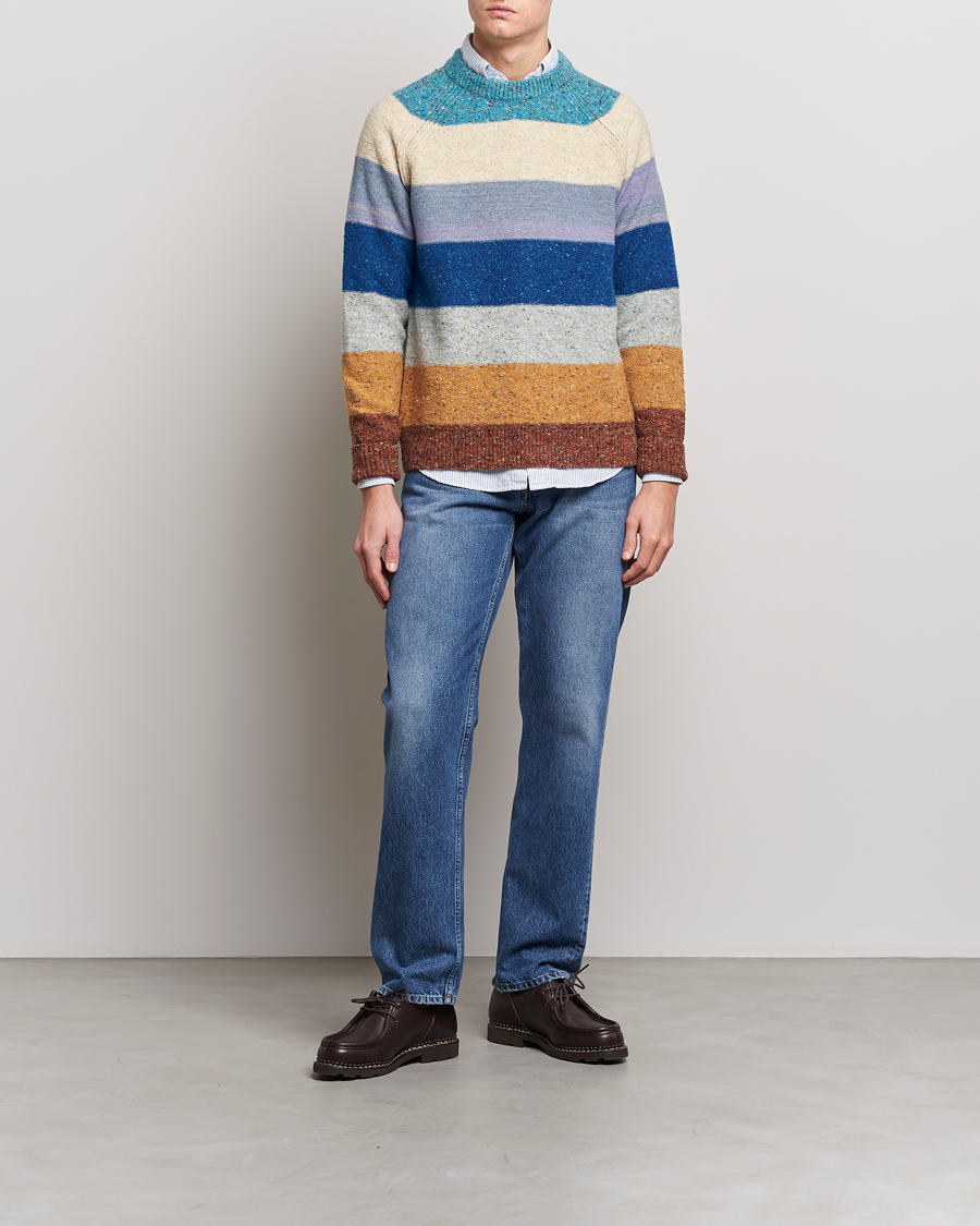 Herr | Tröjor | Paul Smith | Heavy Knitted Stripe Sweater Blue