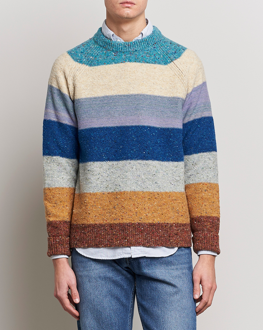 Herr | Tröjor | Paul Smith | Heavy Knitted Stripe Sweater Blue