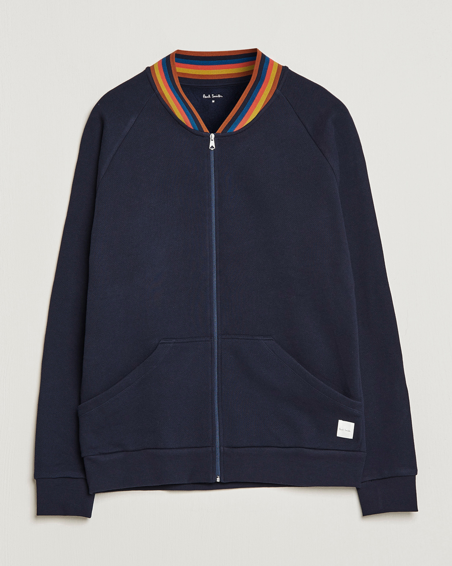 Herr | Paul Smith Bright Stripe Sweat Full Zip Navy | Paul Smith | Bright Stripe Sweat Full Zip Navy