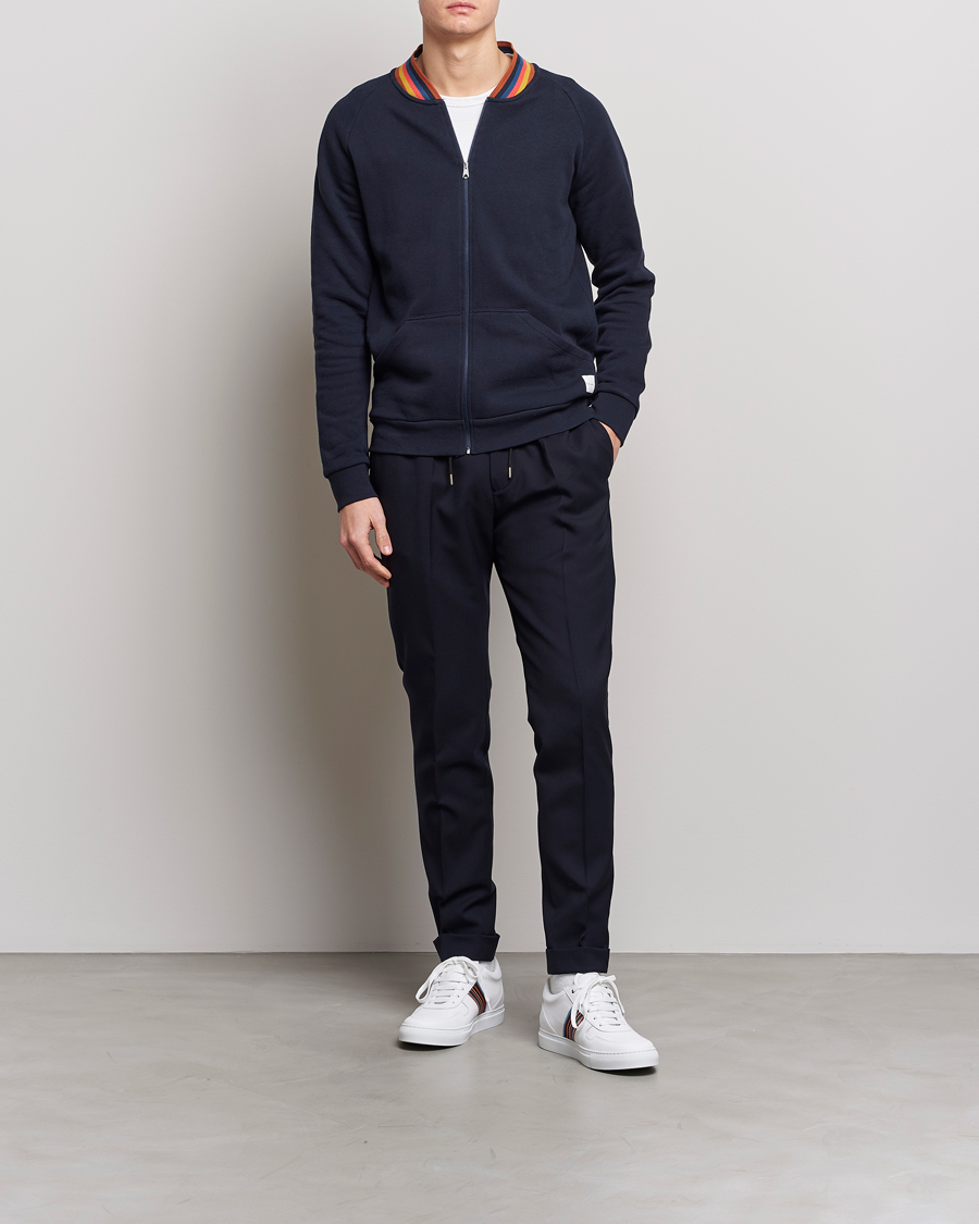Herr | Paul Smith Bright Stripe Sweat Full Zip Navy | Paul Smith | Bright Stripe Sweat Full Zip Navy