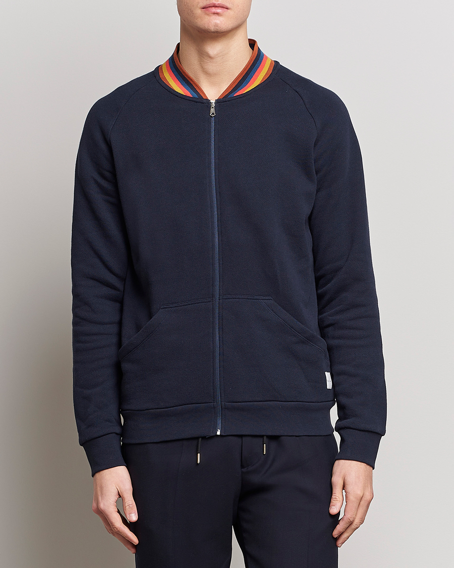 Herr | Paul Smith Bright Stripe Sweat Full Zip Navy | Paul Smith | Bright Stripe Sweat Full Zip Navy