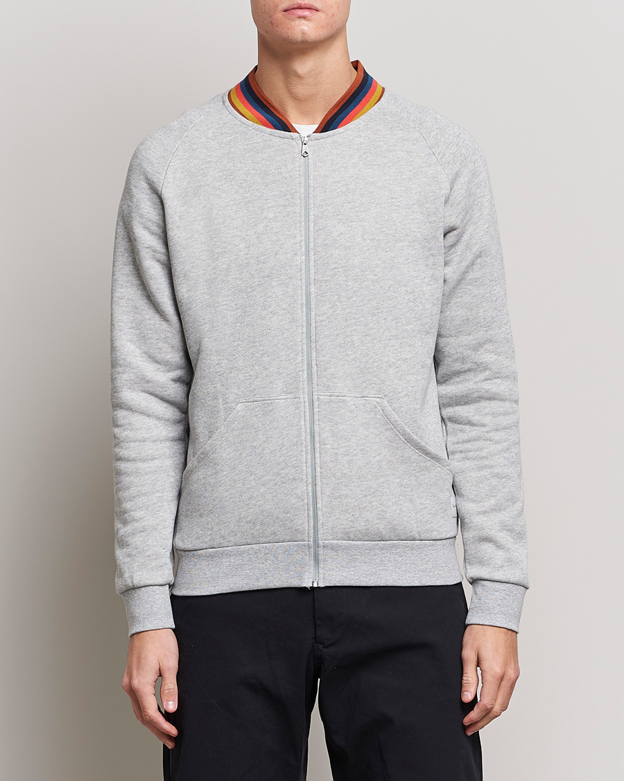 Herr | Paul Smith Bright Stripe Sweat Full Zip Grey | Paul Smith | Bright Stripe Sweat Full Zip Grey
