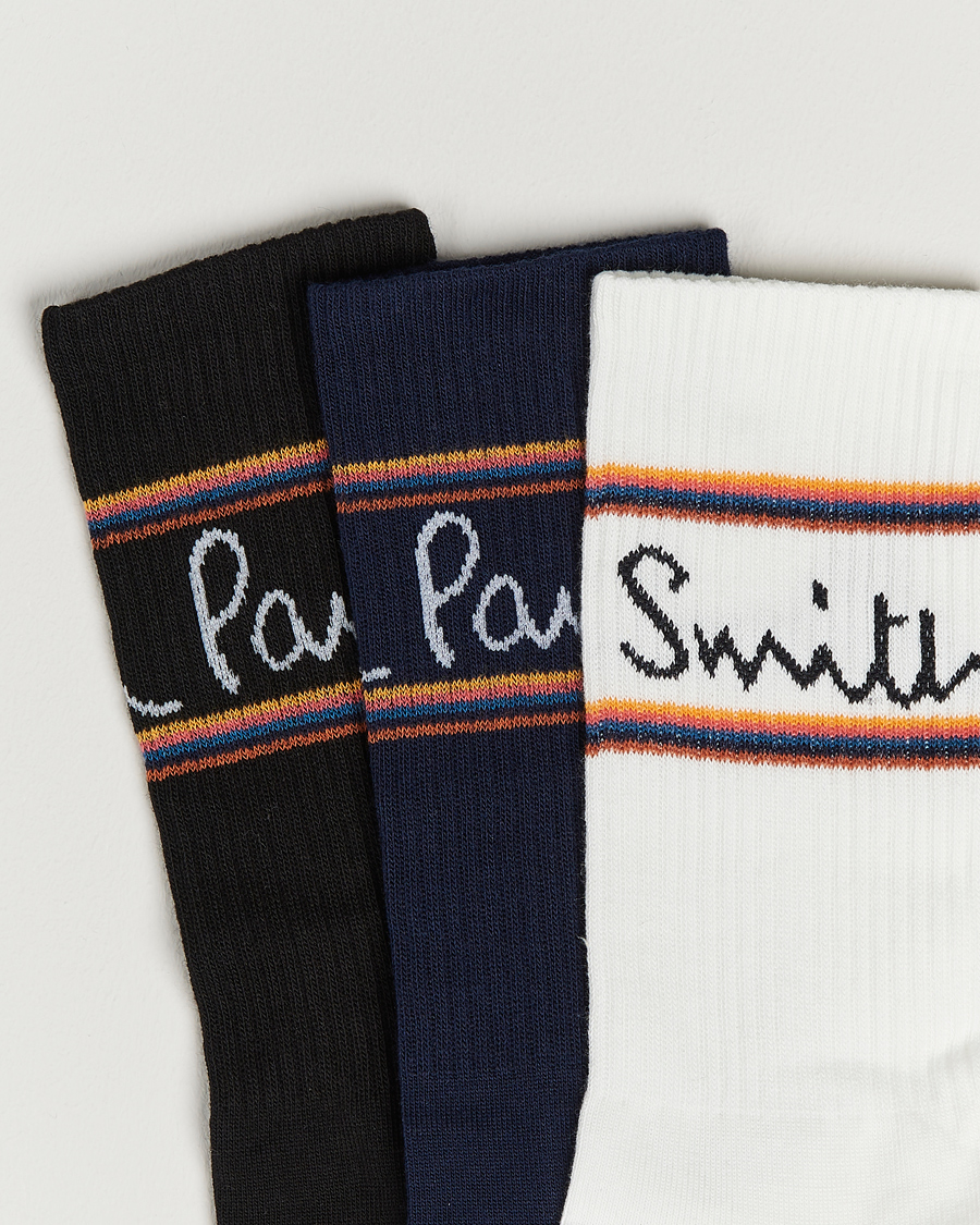 Herr | Strumpor | Paul Smith | 3-Pack Logo Socks Black/White