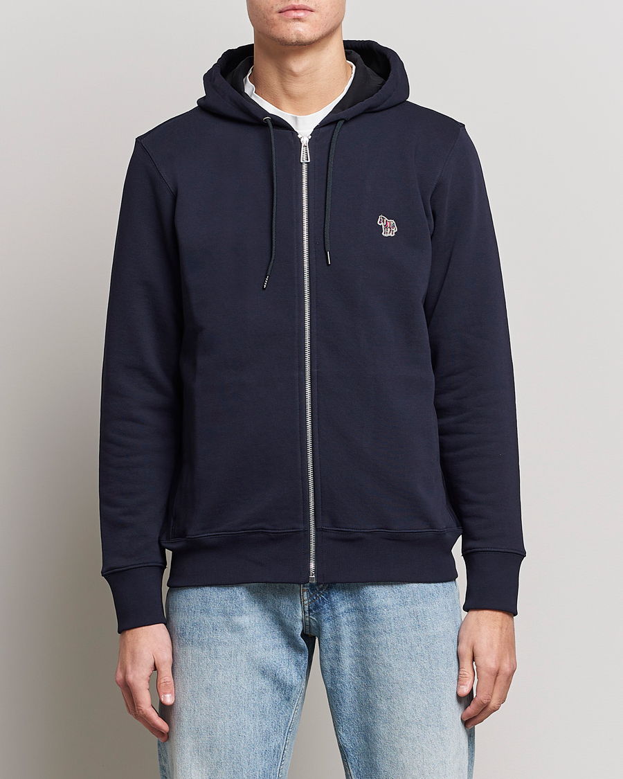 Herr | Huvtröjor | PS Paul Smith | Zebra Organic Cotton Full Zip Sweater Navy
