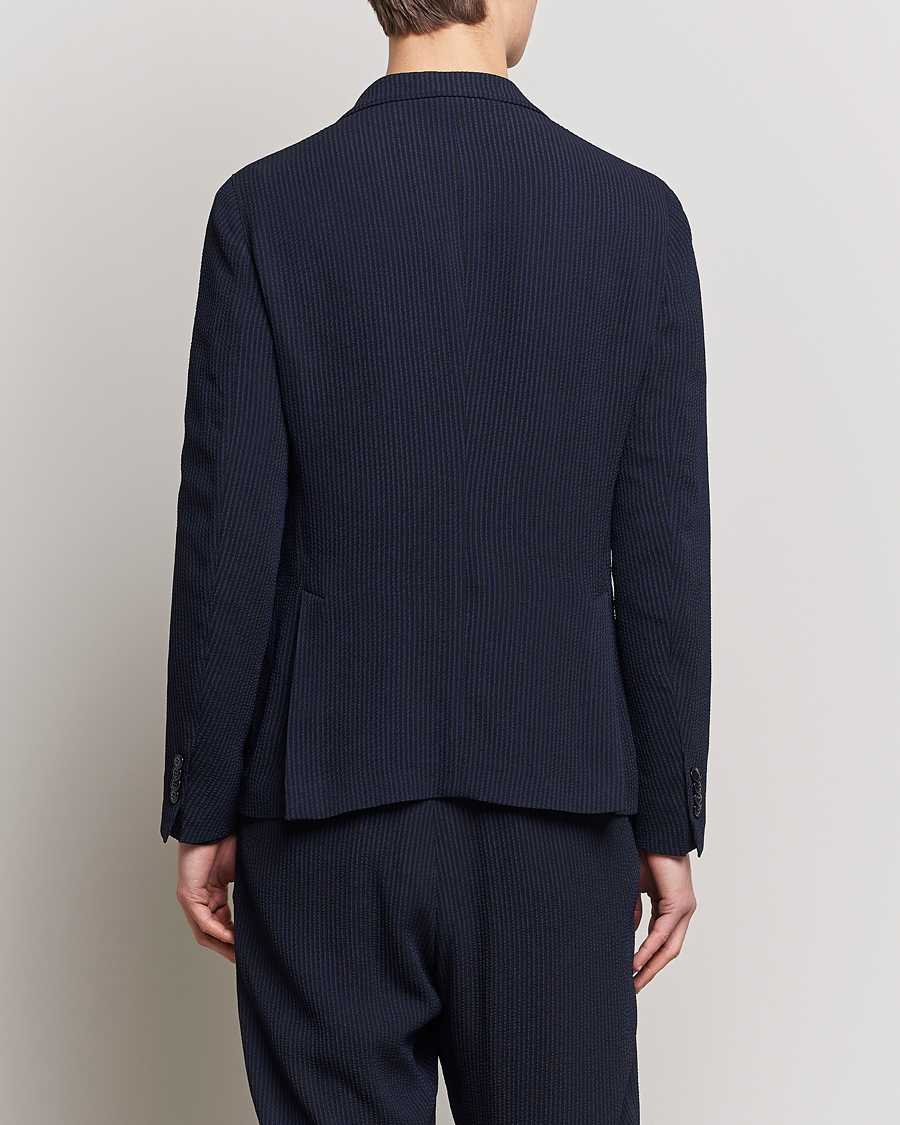 Herr | Kavajer | Giorgio Armani | Double Breasted Seersucker Blazer Navy