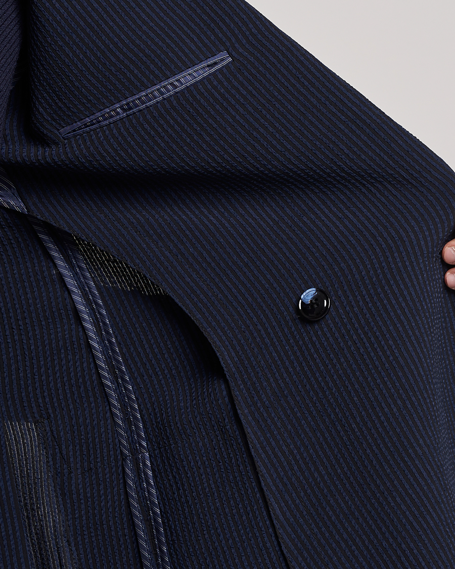 Herr | Kavajer | Giorgio Armani | Double Breasted Seersucker Blazer Navy