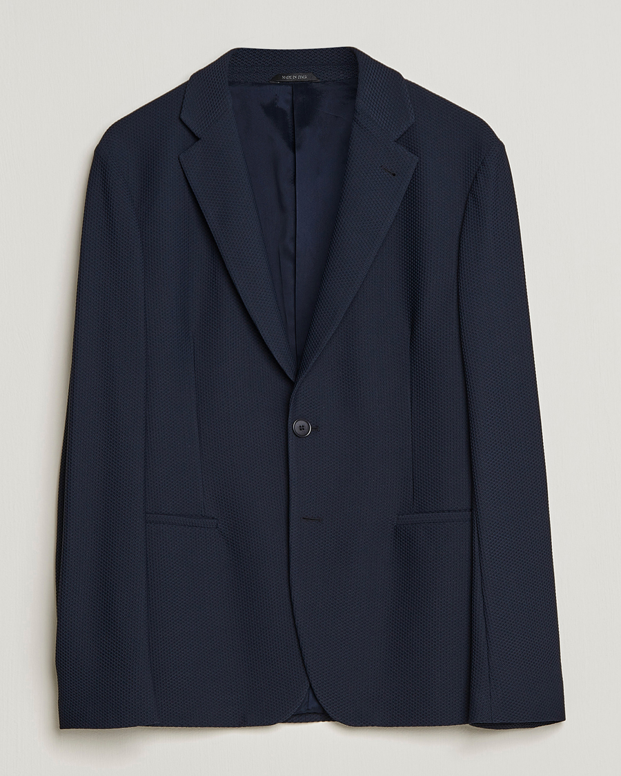 Herr | Kavajer | Giorgio Armani | Single Breasted Mesh Blazer Navy