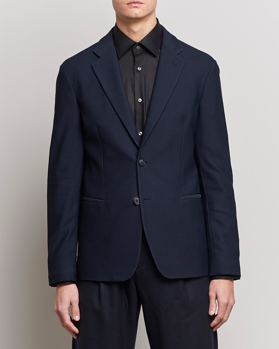 Herr | Kavajer | Giorgio Armani | Single Breasted Mesh Blazer Navy