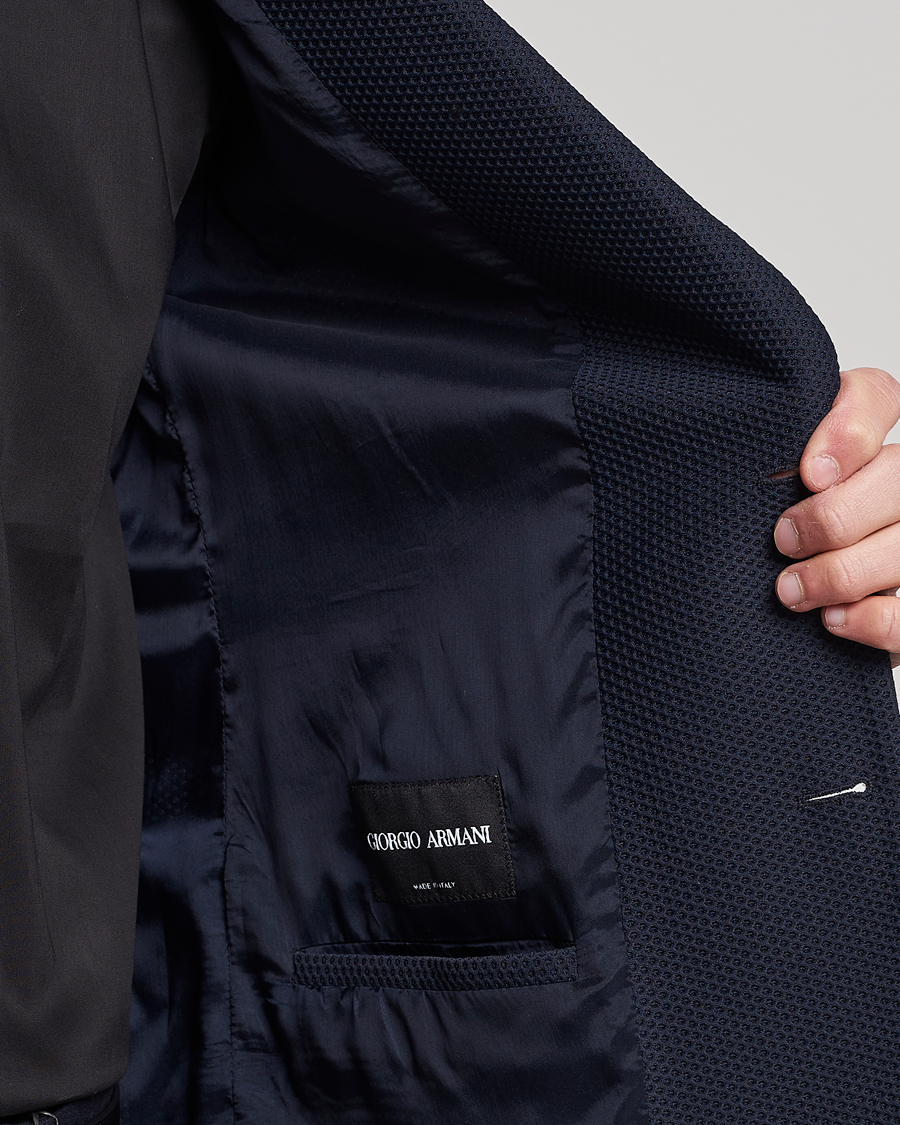 Herr | Kavajer | Giorgio Armani | Single Breasted Mesh Blazer Navy