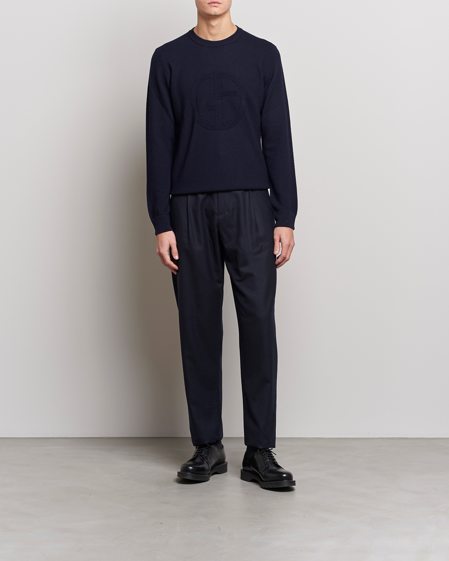 Herr | Tröjor | Giorgio Armani | Diagonal Logo Pullover Navy
