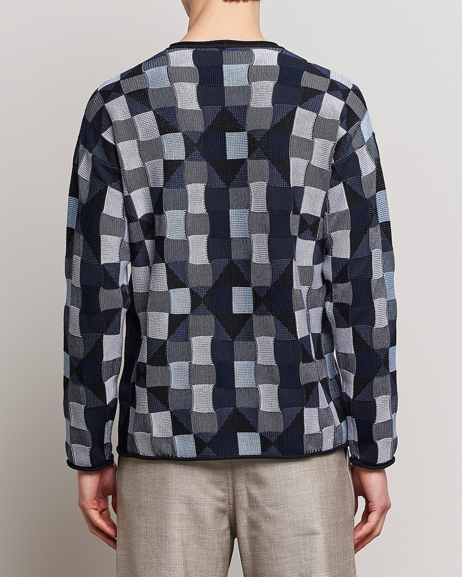 Herr | Tröjor | Giorgio Armani | Geometrical Patchwork Sweater Navy/White