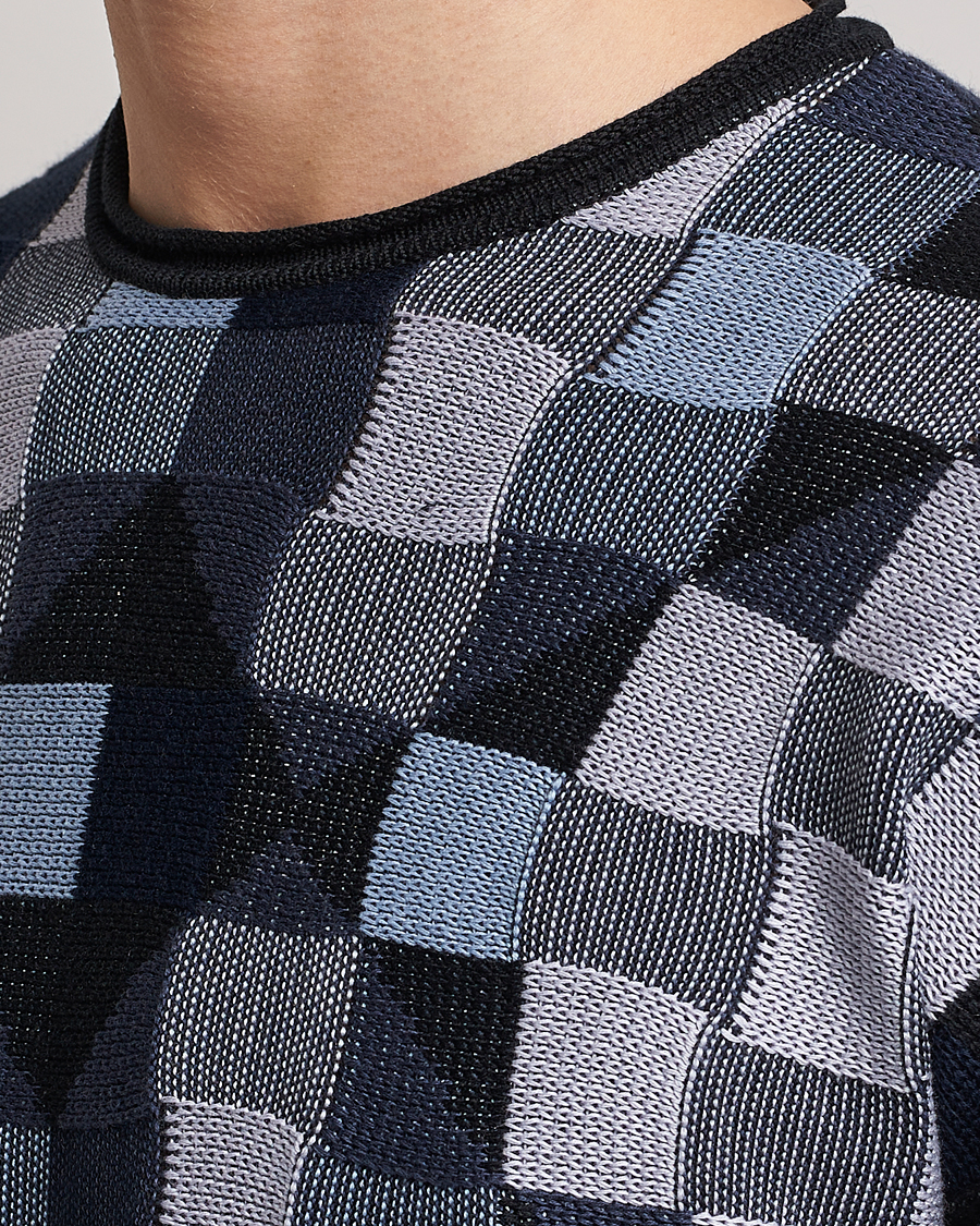 Herr | Tröjor | Giorgio Armani | Geometrical Patchwork Sweater Navy/White