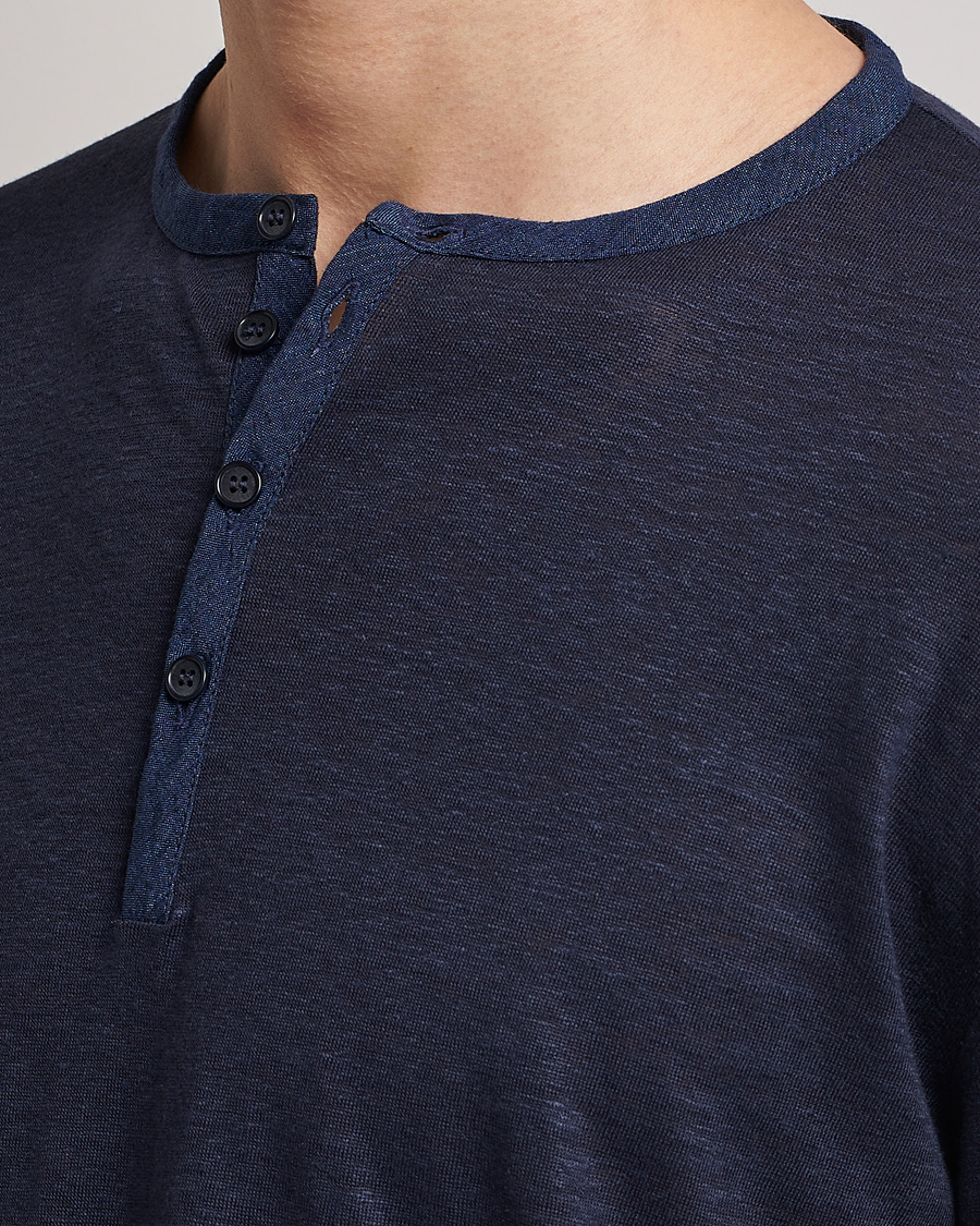 Herr | Tröjor | Giorgio Armani | Linen Henley Navy