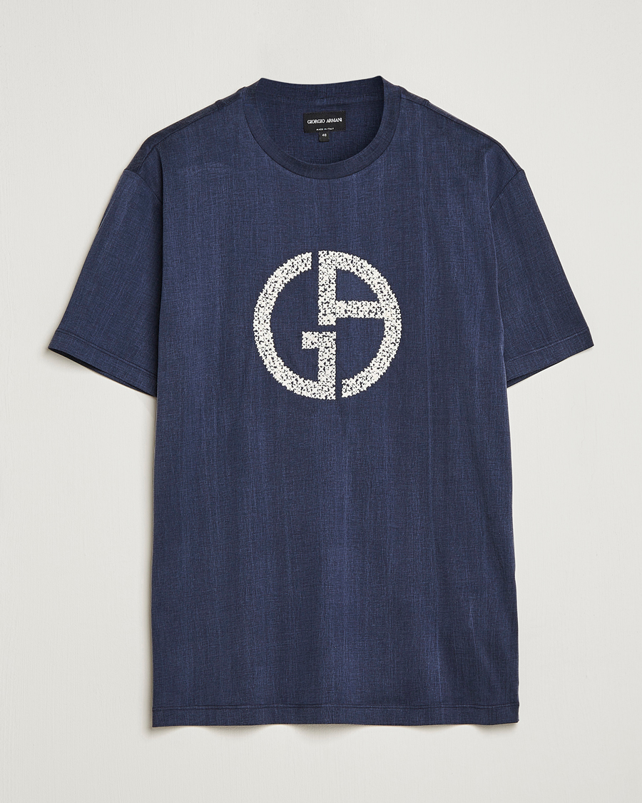 Herr | T-Shirts | Giorgio Armani | Cupro Logo T-Shirt Navy