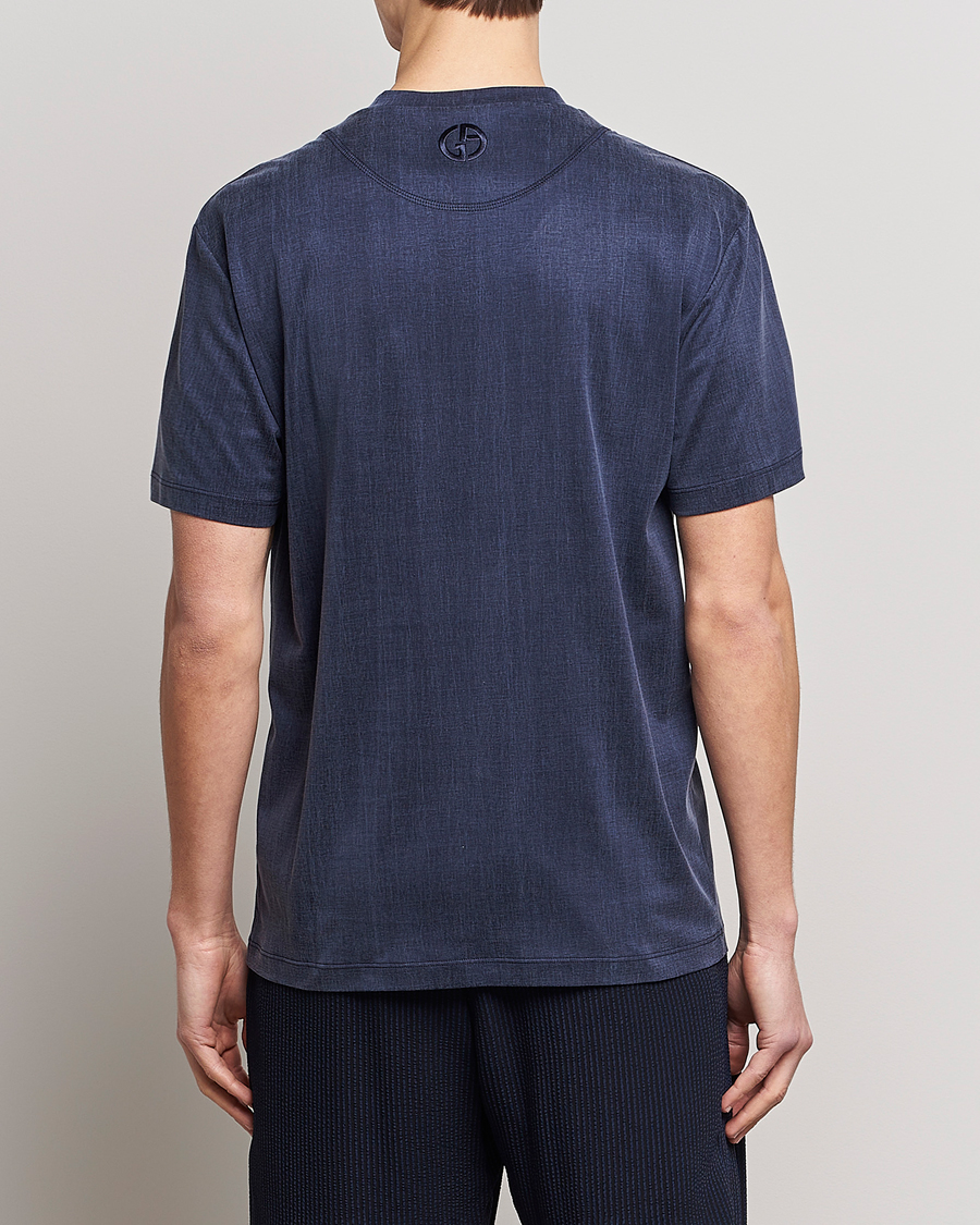 Herr | T-Shirts | Giorgio Armani | Cupro Logo T-Shirt Navy