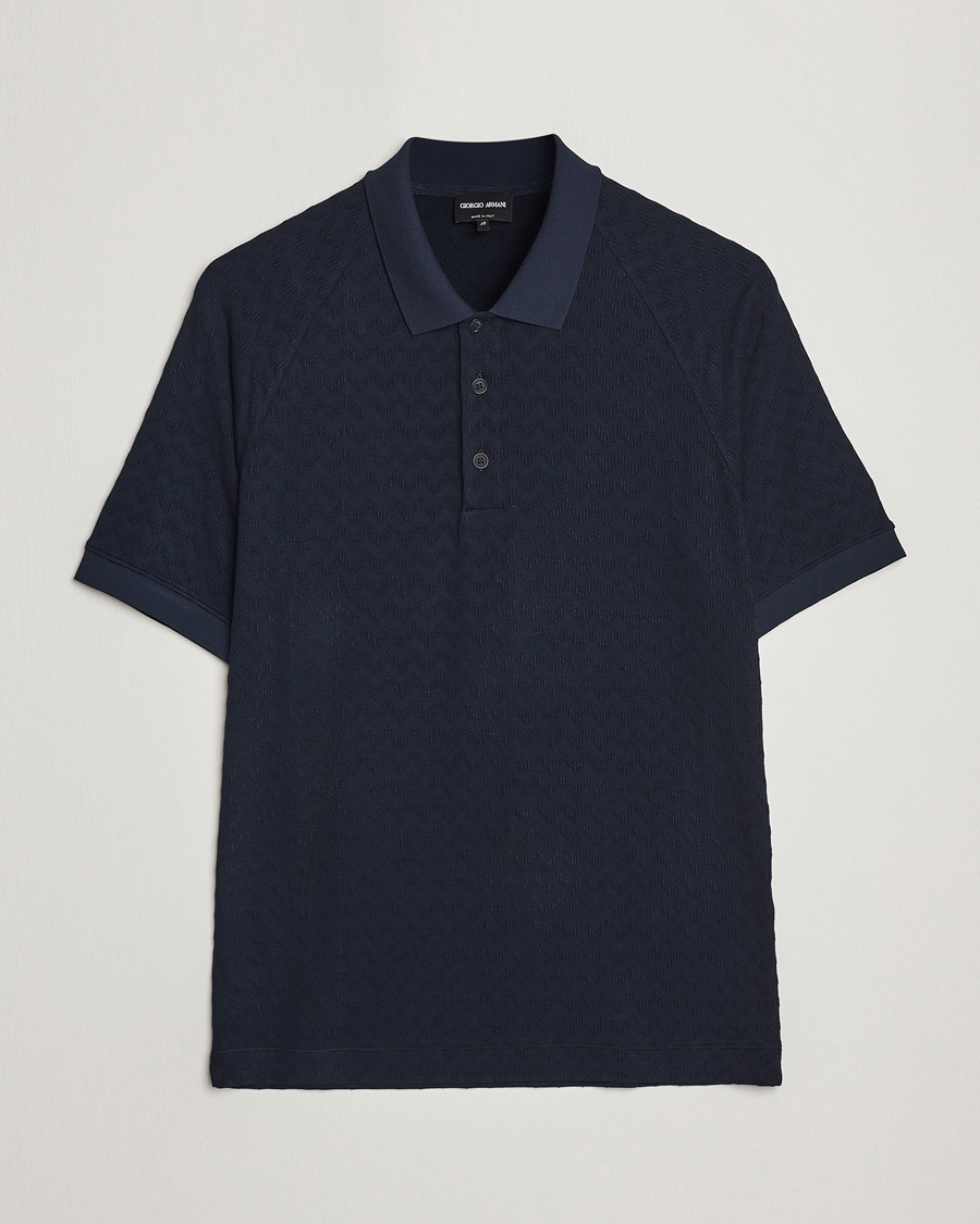 Herr | Pikéer | Giorgio Armani | Jacquard Short Sleeve Polo Navy