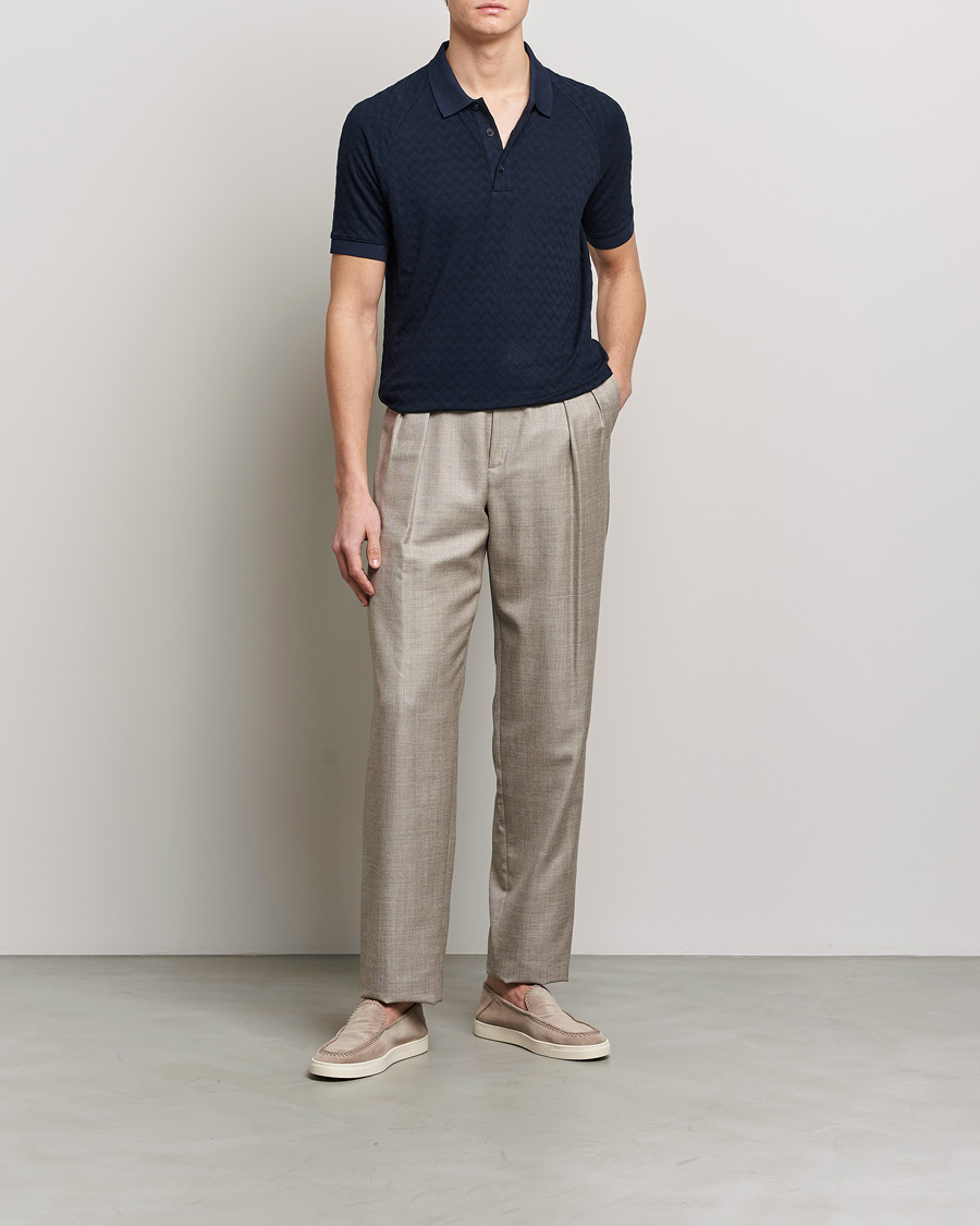 Herr | Pikéer | Giorgio Armani | Jacquard Short Sleeve Polo Navy