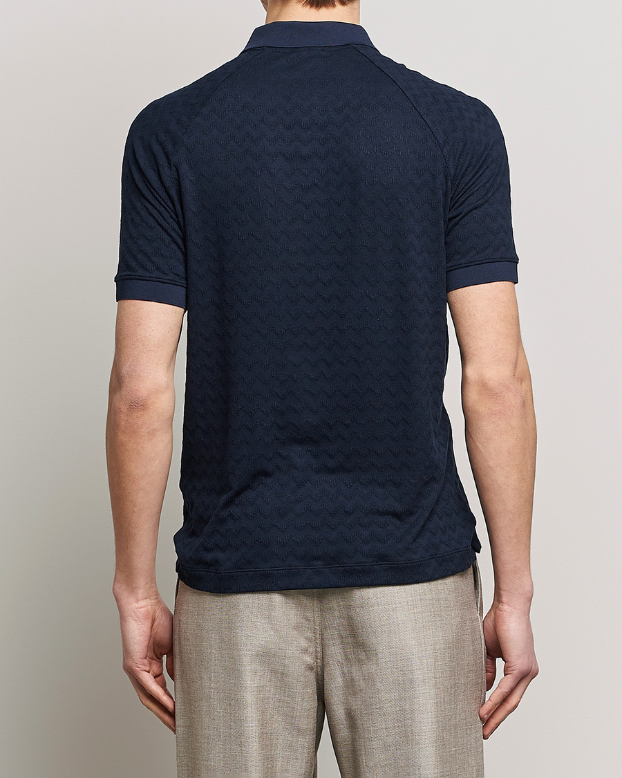 Herr | Pikéer | Giorgio Armani | Jacquard Short Sleeve Polo Navy