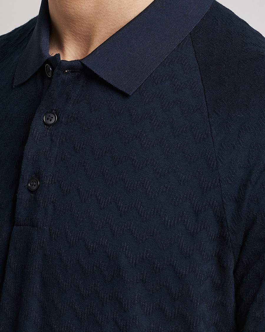 Herr | Pikéer | Giorgio Armani | Jacquard Short Sleeve Polo Navy