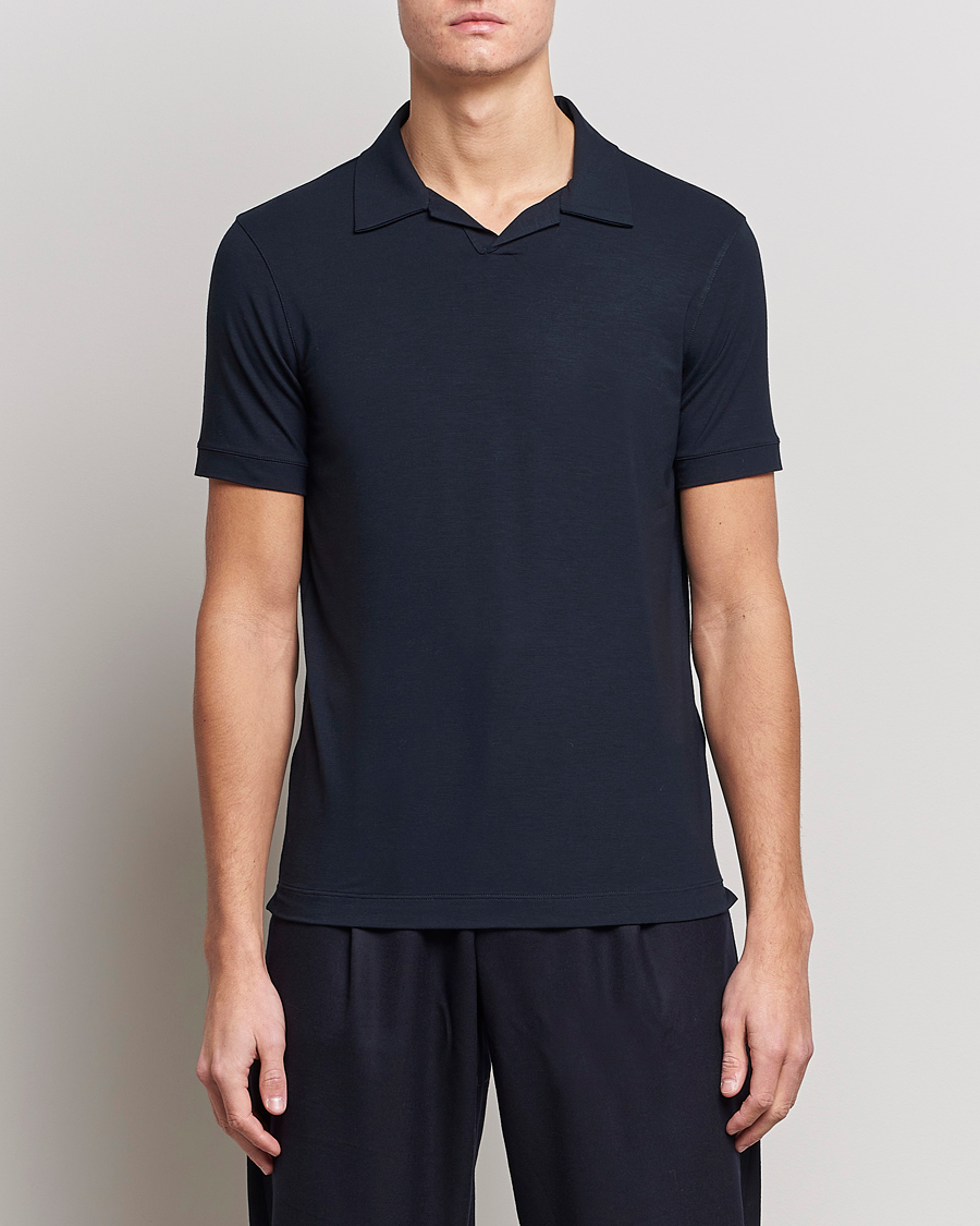 Herr | Italian Department | Giorgio Armani | Short Sleeve Stretch Polo Navy