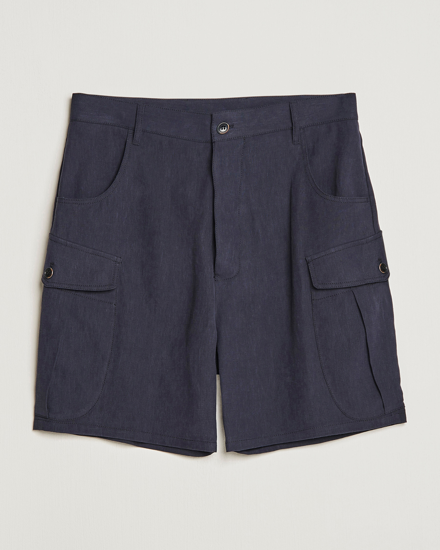 Herr | Shorts | Giorgio Armani | Linen Cargo Shorts Navy