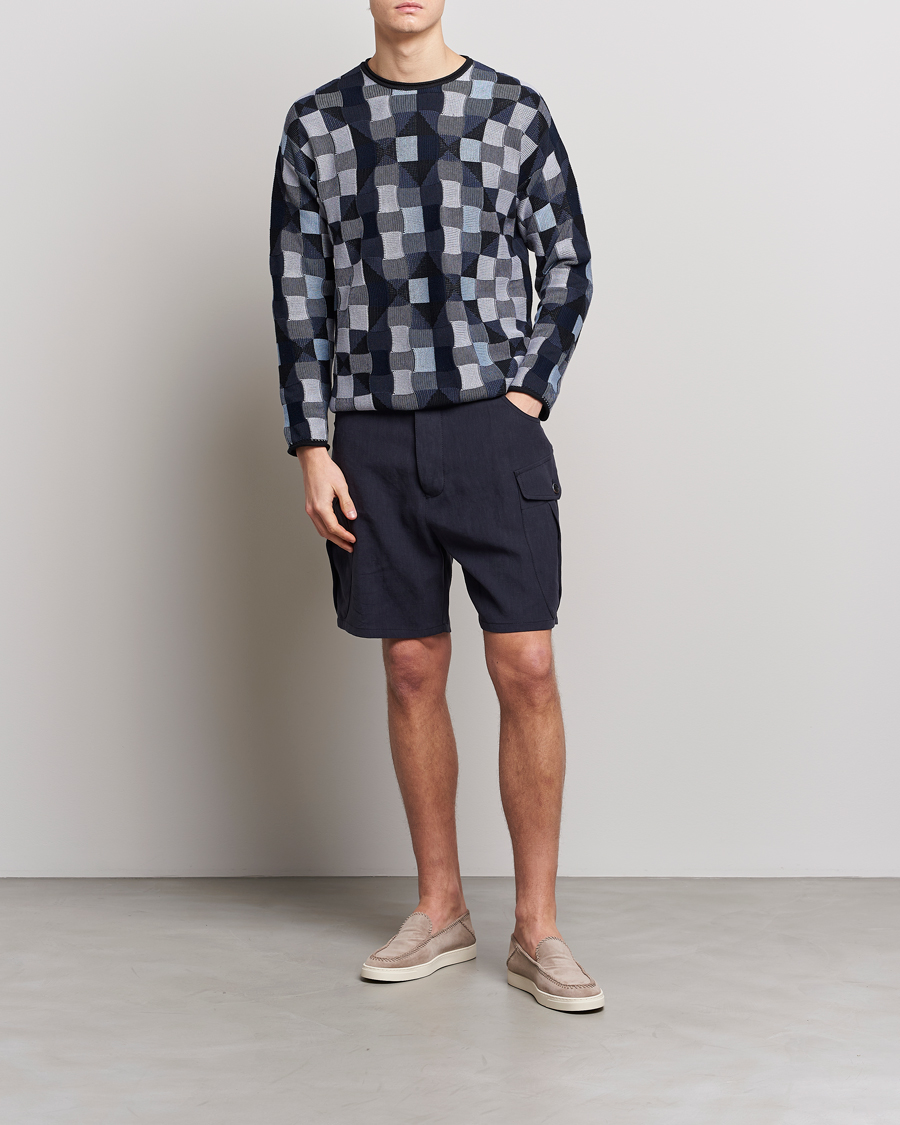 Herr | Shorts | Giorgio Armani | Linen Cargo Shorts Navy