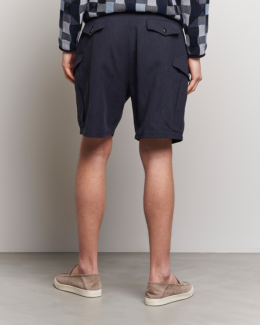 Herr | Shorts | Giorgio Armani | Linen Cargo Shorts Navy